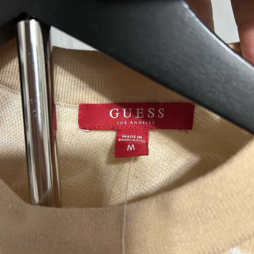 Guess Jalee SS Sweater Smoked Peach Multi‎ Monogram Logo Knit Top R3BR46 Z2NM0